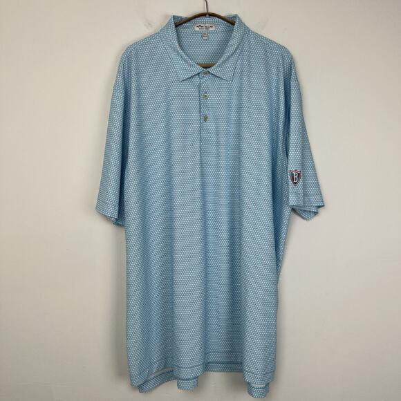 Peter Millar Summer Comfort Golf Polo Shirt 2XL Blue Geometric Preppy Active - Picture 1 of 9